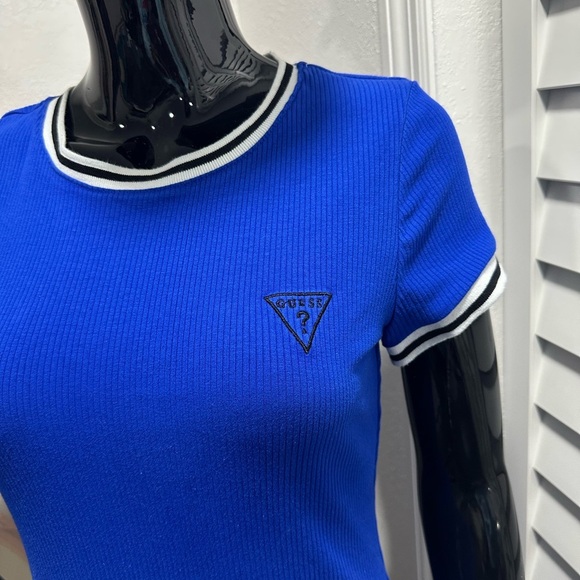 Guess Blue Bodycon Dress with White Trim - Picture 2 of 4